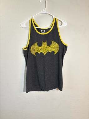 Batman Graphic Word Cloud Bat Logo Ringer Tank Top Mens Size Medium